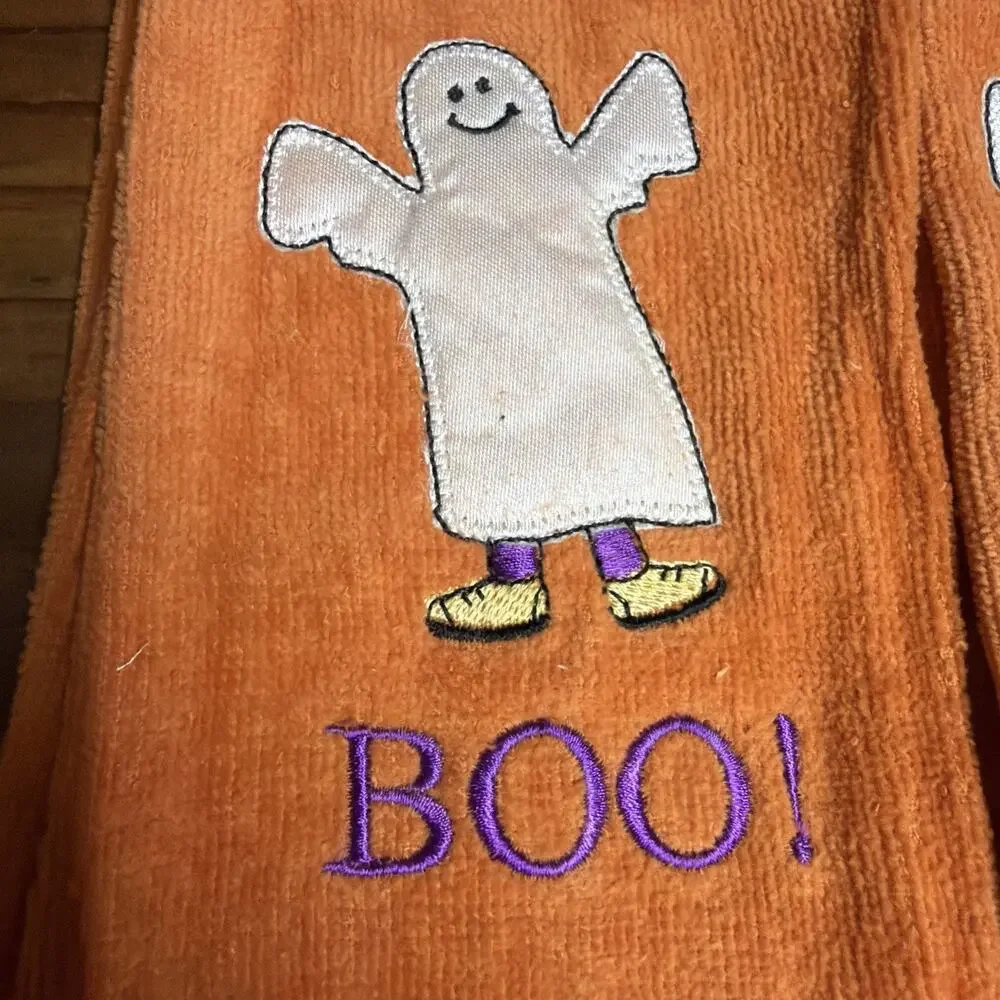 Set Of 4 Orange Halloween Towels Ghost Boo JCPenney 11x17 New